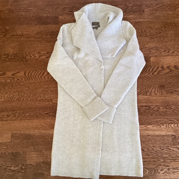 Mantovani Studio 100% Italian Cashmere Long Sweater Duster Coat Light Gray - Picture 16 of 16